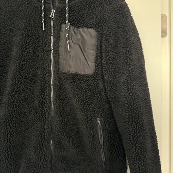 Eddie Bauer Shearling fleec jacket hood black - Picture 2 of 5